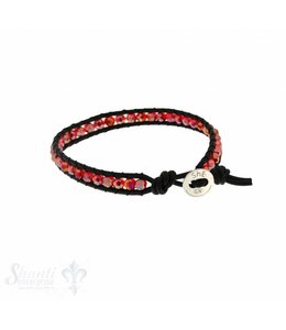 Leather Wrap Bracelet: red cristal, 17 cm 1 x Handgelenk