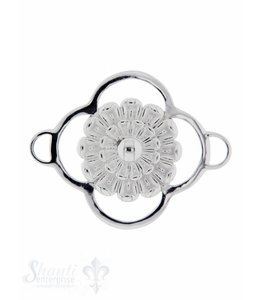Silberteil mit Doppelösen: Amulett durchbrochen mit Blume 40x32mm Dicke: 2.00 mm