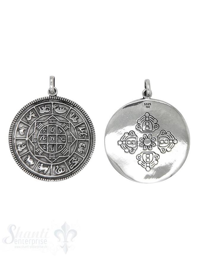 Anhanger Silber Amulett Geschwarzt Sternzeichen 39mm Mit Ose Oval Hinten Keltisches Kreuz Shanti Enterprise Ch