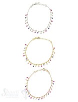 Armkette Si-Kügeli mit Anhängern rosa-violett Zirkon gefärbt 17-19 cm verstellbar