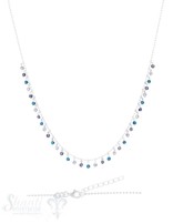 Halskette-Kügeli mit vielen Anhängern Zirkon gefärbt Blautöne 42-45 cm verstellbar