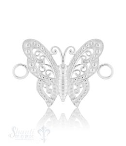 Silberteil mit Doppelösen Schmetterling mit Struktur 32x21 mm Dicke: 2,6mm