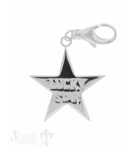 Anhänger Silber hell Stern "Lucky Star" 29 mm glat