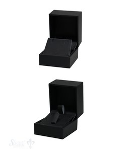 Schachtel schwarz, Kunstleder innen, für Ring oder Ohrstecker 5 x 5 x 4,5 cm