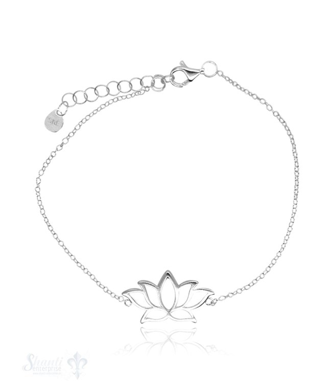Armkette Anker fein Silber hell mit Lotusblume durchbrochen 16-19 cm Grössen verstellbar Karabiner