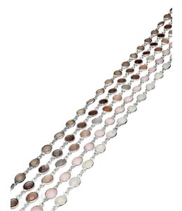 Silberkette mit Stein facett. 9x7 mm oval gefasst Abschnittlänge wird angepasst Preis per cm