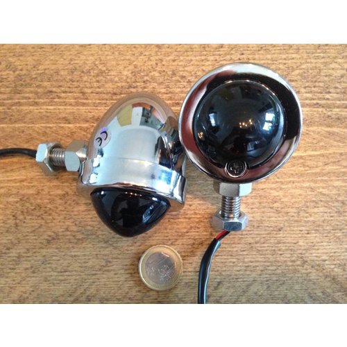 MCU Set of Old School Chrome & Smoke Bullet Turn Signals