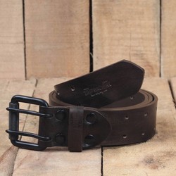 Ceinture à double ardillon en cuir brun tabac