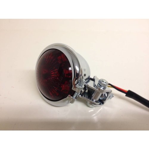 Bates Style LED Red / Chrome Chopper Taillight