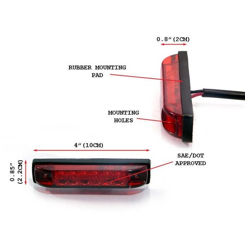 Achterlicht LED Stripe Rood 4"