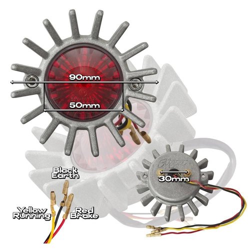 Motone Feu de stop à grandes ailettes - LED - Sablé