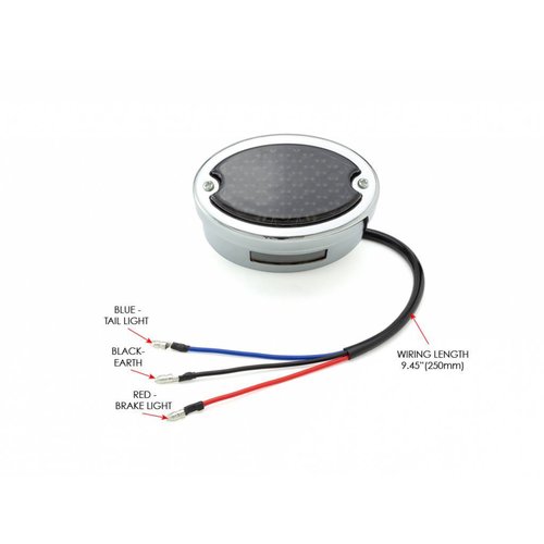 Metal Oval Rear Light - Smoke / Chrome