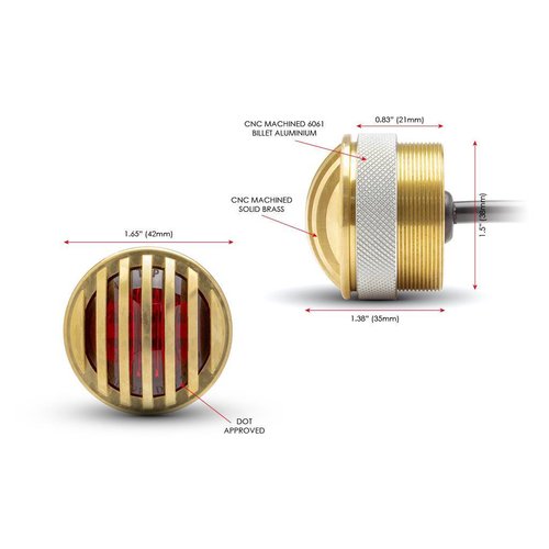 1.65" Solid Brass Mini Flush Mount CNC Machined Prison Grill LED Stop / Tail Light