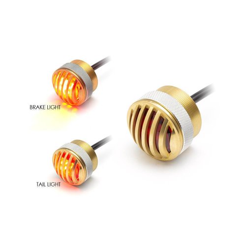 1.65" Solid Brass Mini Flush Mount CNC Machined Prison Grill LED Stop / Tail Light