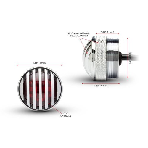 1,65 "Chrome Mini Unterputz CNC Billet Alum Prison grill LED Stop / Rücklicht