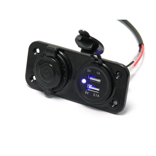 USB Connector 5 Volt + 12 Volt Socket