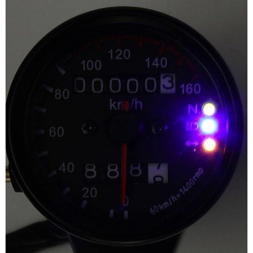 MCU Black Speedometer with 3 Function Lights