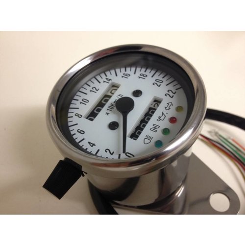 White Speedometer with 4 Function Lights