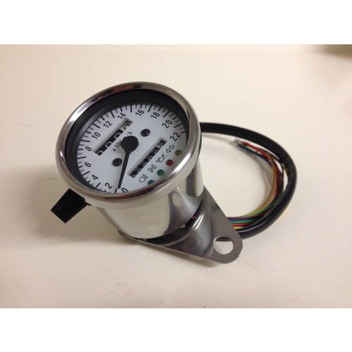 White Speedometer with 4 Function Lights