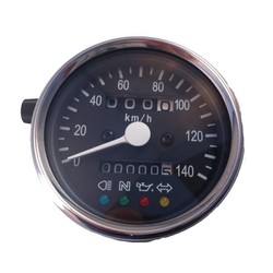 140 km/h 4 function lights Speedometer Black/Chrome