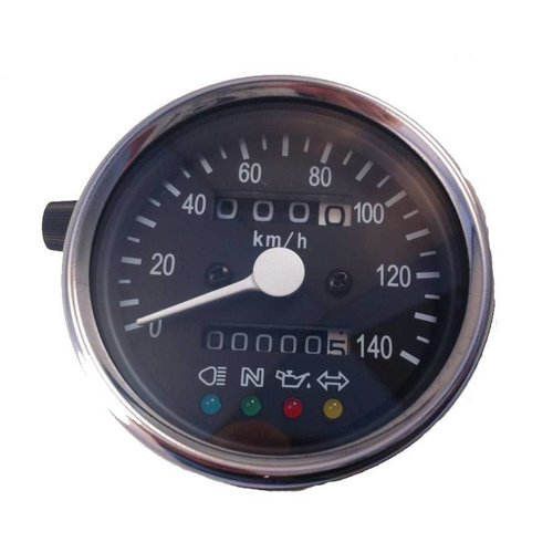 MCU 140 km/h 4 function lights Speedometer Black/Chrome