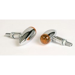 Pair of Mini Bullet Indicators Chrome Amber