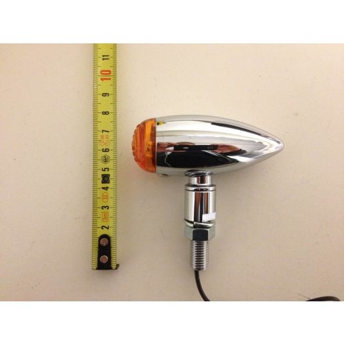 Paire de mini clignotants Bullet avec boîtier chromé et lentille ambrée