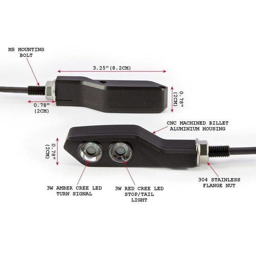 LED Taillight / Indicator CNC Billet Aluminium Black