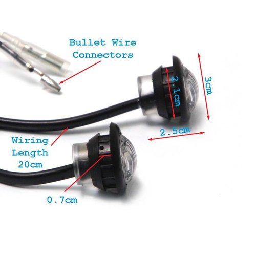 Mini clignotants ronds à LED ambrées 12 V