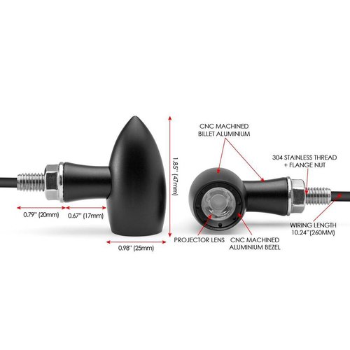 Matte Black Mini LED Blinker Typ "Ladz"