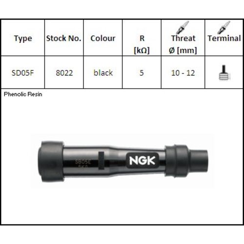 NGK Bougiedop SD05F NGK8022 Recht