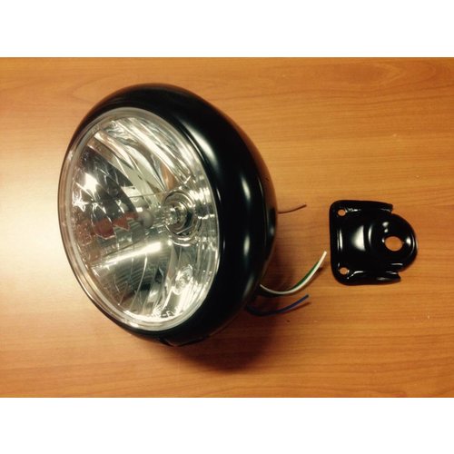7 "Oldskool Chopper Headlight Matt Black