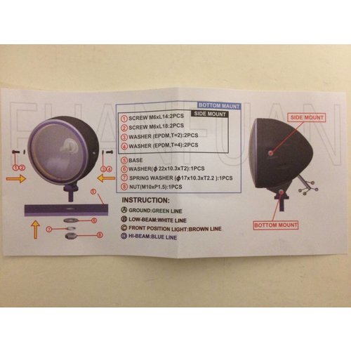 Highsider Phare SKYLINE de 5,75 "avec anneau LED Halo, montage inférieur, noir