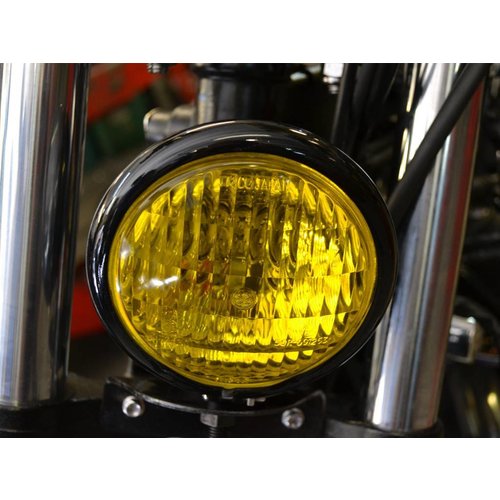 Phare avant Chopper 4,75" style "Bates" - Noir & Jaune