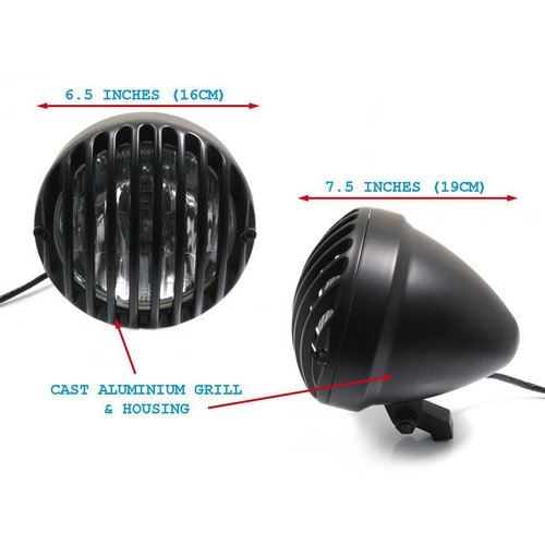 6" Prison Koplamp Bottom Mount Zwart