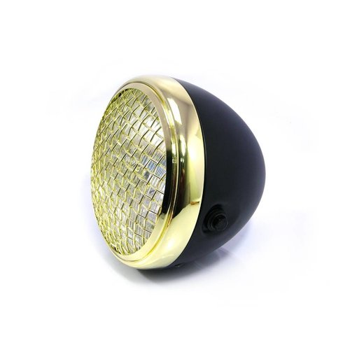 7" Scrambler Koplamp Brass & Black Extra Groot