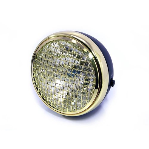 7" Scrambler Koplamp Brass & Black Extra Groot