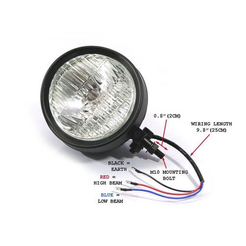 5,9 "Flat Headlight Bottom Mount Schwarz