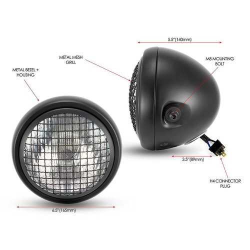 6" Mesh Koplamp Scrambler Zwart