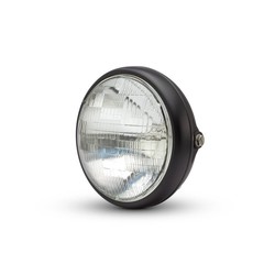 7 "Matzwarte Shorty Metalen Koplamp - 12v / 55w Sealed Beam