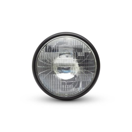 7 "Matzwarte Shorty Metalen Koplamp - 12v / 55w Sealed Beam