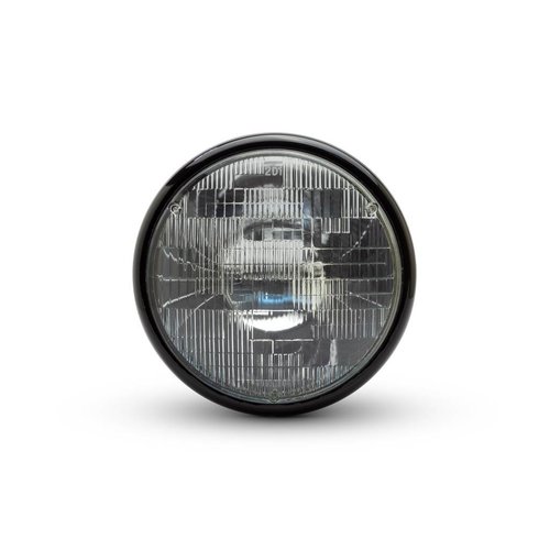 7 "Gloss Black Shorty Metallscheinwerfer - 12v / 55w Sealed Beam
