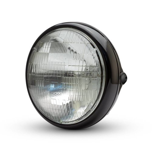 Phare universel "Shorty" en métal noir brillant 7"