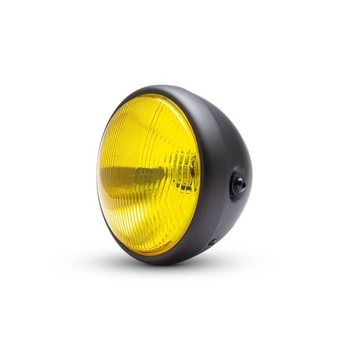 Phare classique noir mat de 7" - lentille jaune