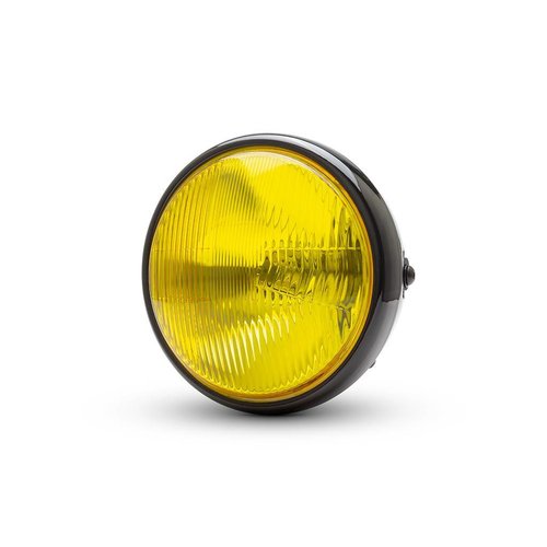 7" Custom Gloss Black Headlight  - Yellow Lens