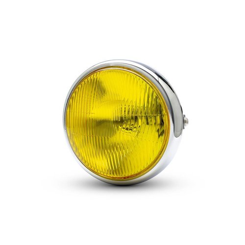 7 "Bobber Chrome / Black koplamp - gele lens