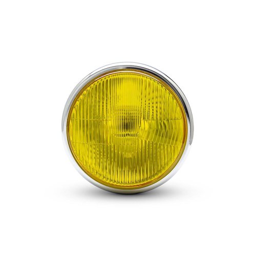 7" Bobber Chrome/Black Headlight - Yellow Lens