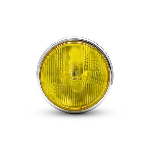 7" Bobber koplamp Chrome - gele lens