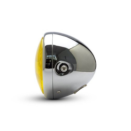 Phare Bobber  de 7"  chromé - Lentille jaune
