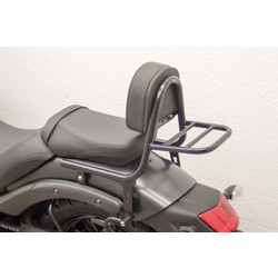 Sissy bar avec dossier et porte-bagages, acier laqué noir, Kawasaki Vulcan S (EN650), 15-